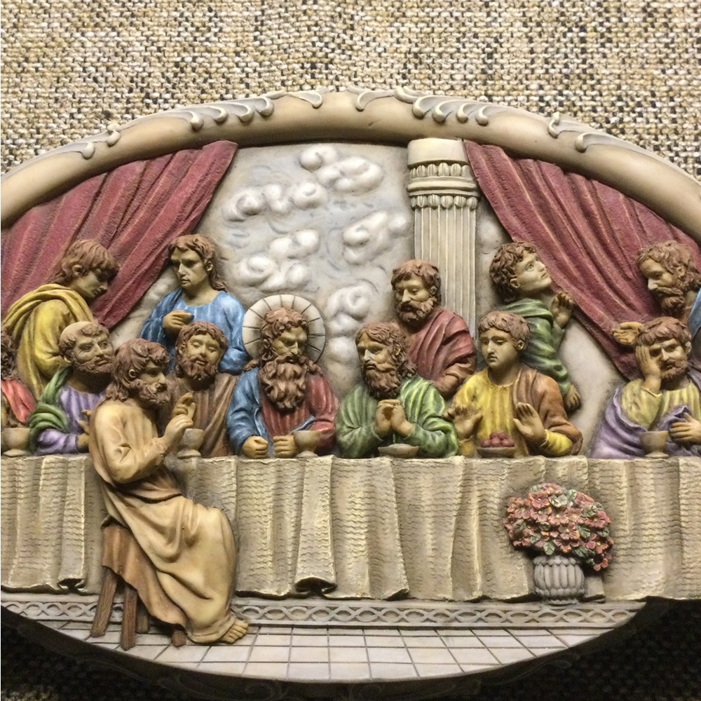 Fantastic Detail Painted Last Supper Wall Plaque